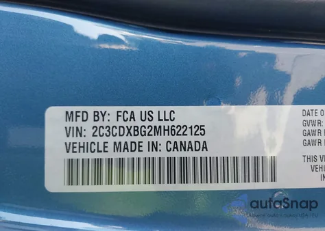 2021 Dodge Charger Sxt Rwd from USA, damaged, VIN 2C3CDXBG2MH622125